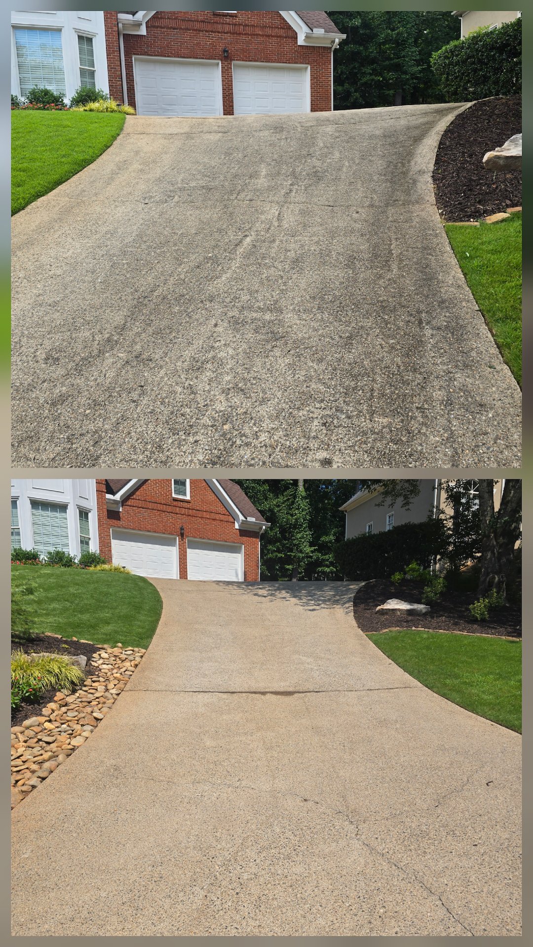 Night and day driveway concrete cleaning in Woodstock, GA!